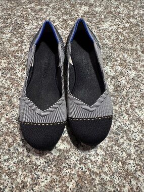 Rothy's Black and Gray Knit Ballet Flats